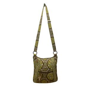 Vera Bradley Women’s Green Quilted Adjustable Strap Floral Pattern Crossbody Bag